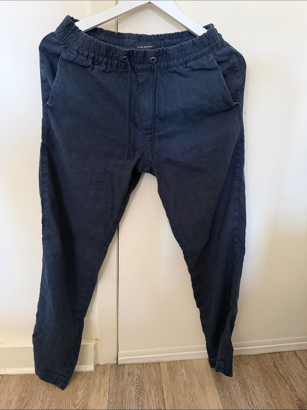 Men's Navy Drawstring Linen Pants